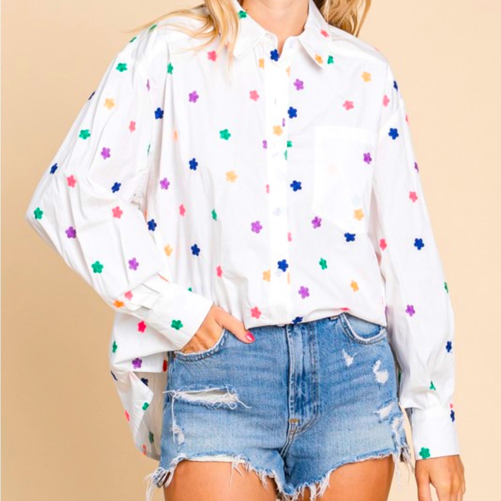 Embroidered Flower Blouse